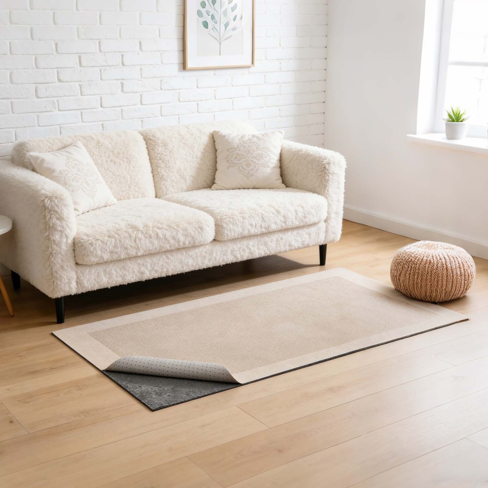 VEVOR Rug Pad 0.91 x 1.52 m, Non-slip Carpet Area Pad, Rug Mat Padding with Dual Surface Felt Cushion & Rubber Gripper, Hardwood Floor Protection for All Floors, Finishes, Keeps Carpets in Place