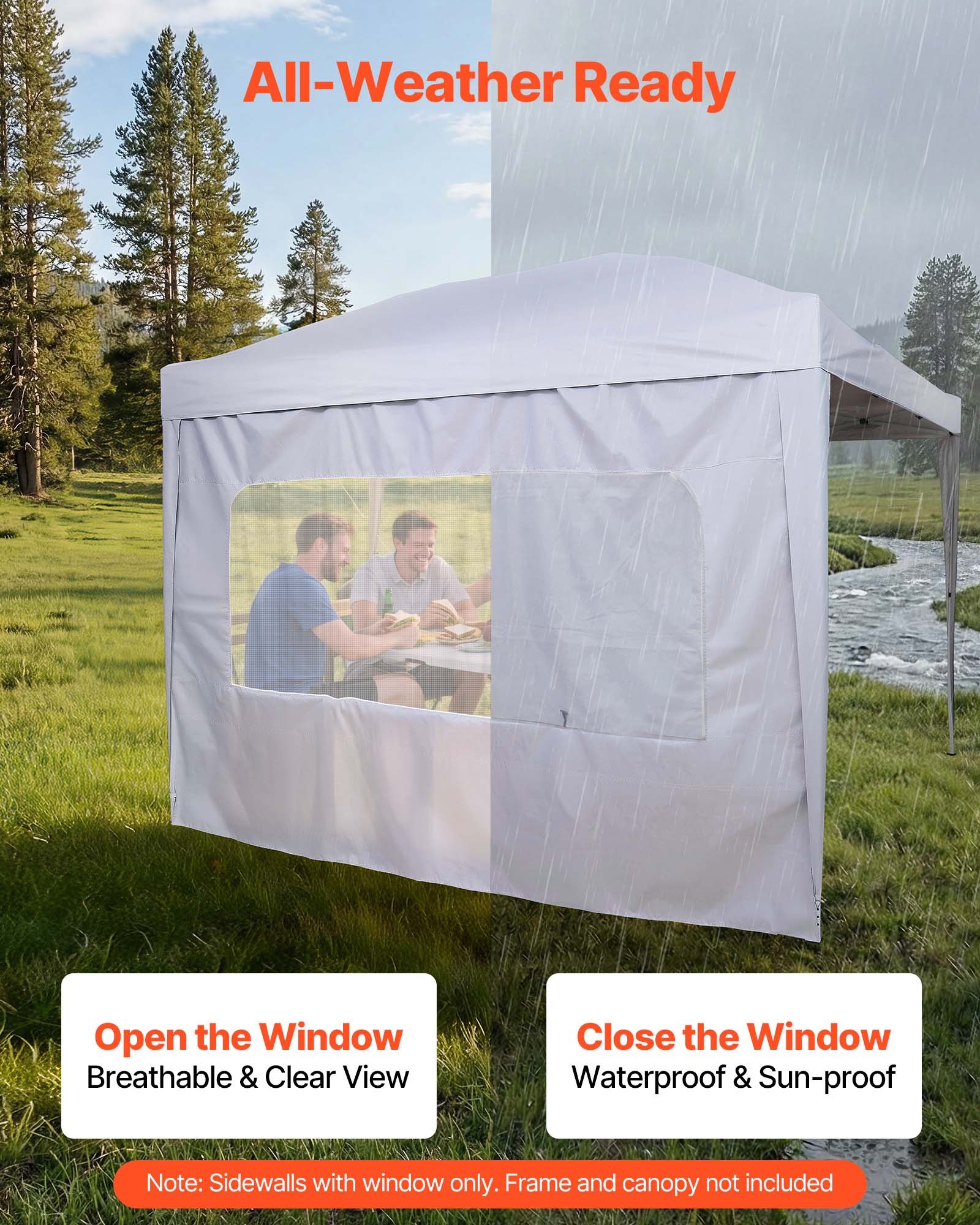 VEVOR Tenda Laterale per Gazebo da Giardino da 3 x 3 m, con Strato Impermeabile e di Protezione dalla Luce Solare per Tende per Eventi all'Aperto, Campeggio, solo 1 Parete Laterale, Bianco