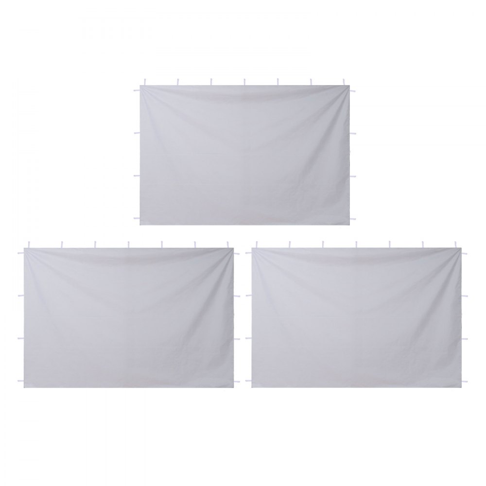 VEVOR Tenda Laterale per Gazebo da Giardino da 3 x 3 m, con Strato Impermeabile e di Protezione dalla Luce Solare per Tende per Eventi all'Aperto, Campeggio, solo 3 Pareti Laterali, Bianco