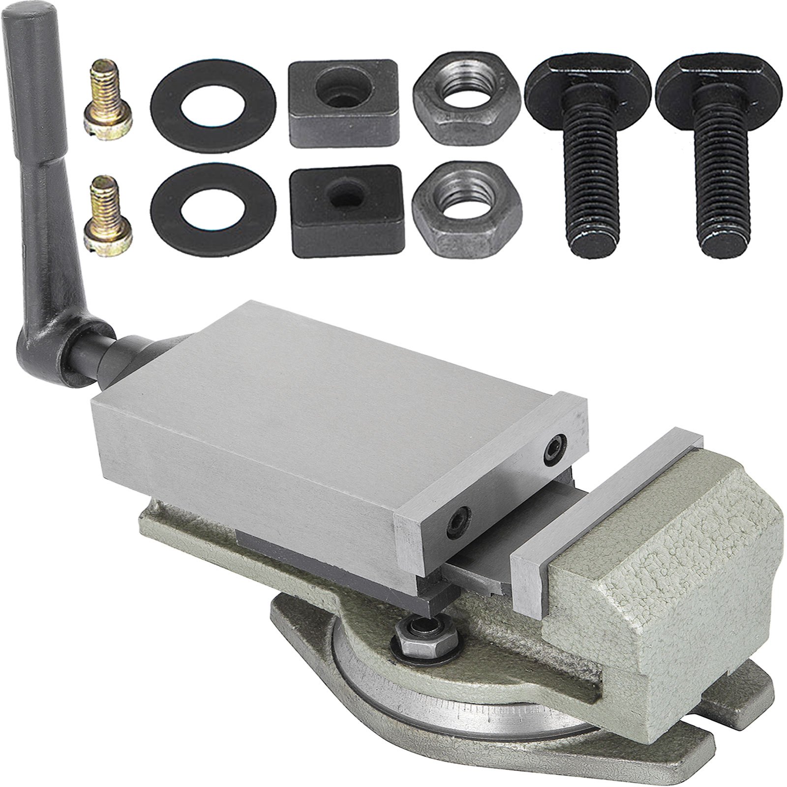 VEVOR Morsa Fresatura per Tornio da Banco Base Girevole Ganasce da 80 mm