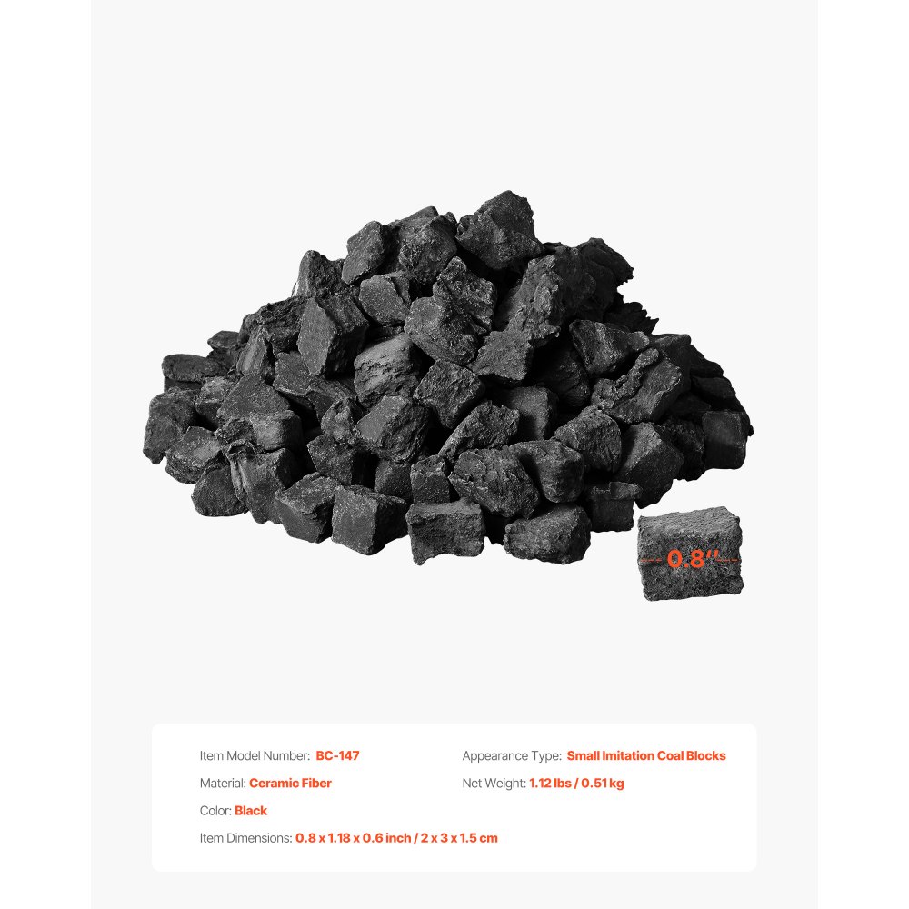 VEVOR Pietre Laviche per Braciere, in Fibra Ceramica 20,32-30,48 mm, 25 Pezzi per Uso Interno ed Esterno, Pietre Decorative per Braciere per Caminetti a Propano Gas, Stufe, Cortili, Nero
