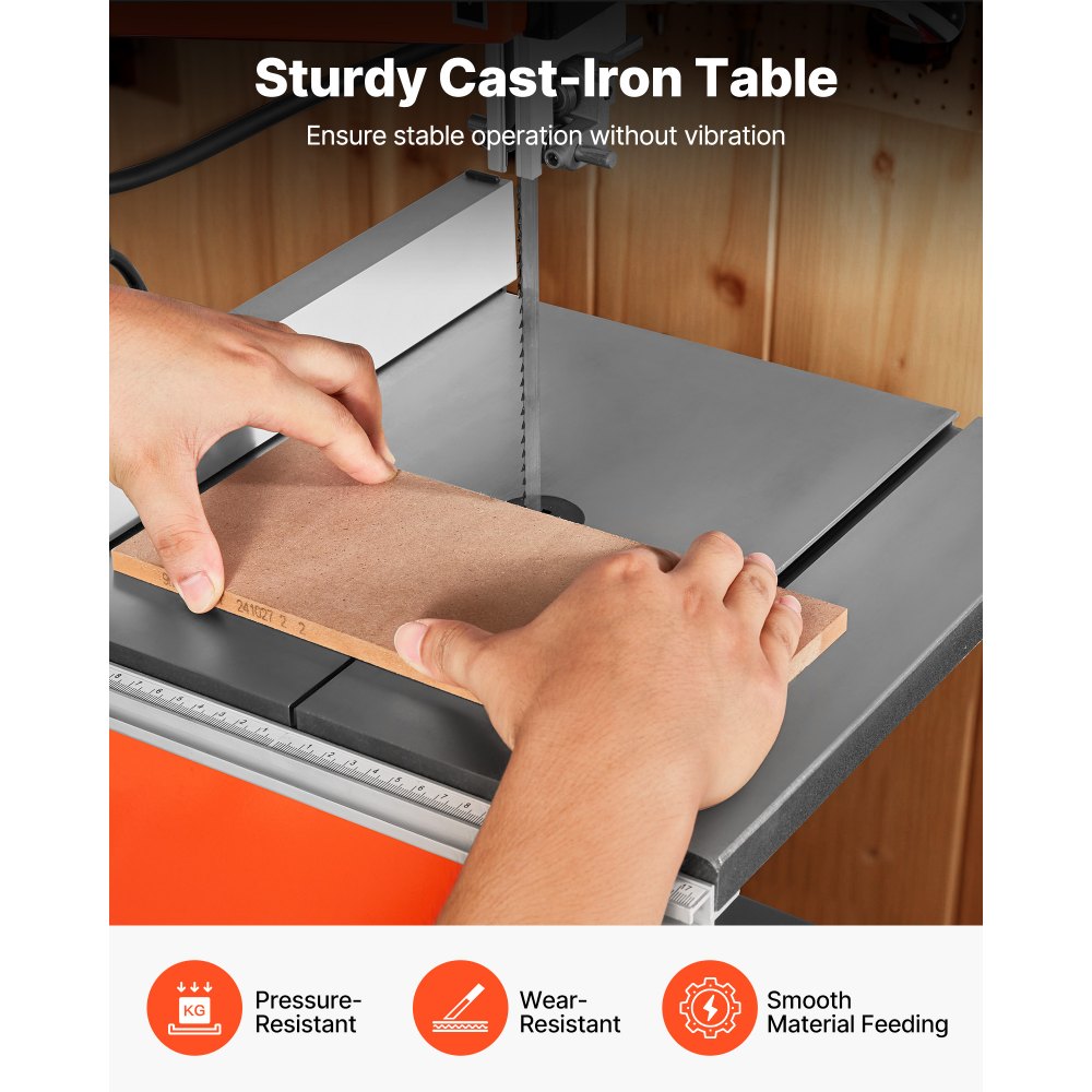 VEVOR Troncatrice a Nastro da Banco Motore Potenza Nominale 373W Larghezza di Taglio max. 254mm, Altezza di Taglio max. 160mm con Luce di Lavoro LED per Lavorazione Legno
