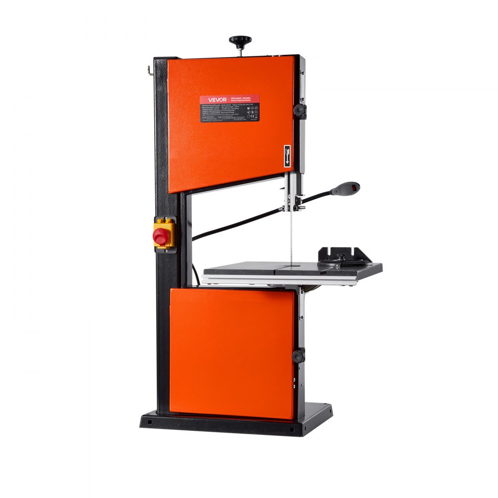 VEVOR Troncatrice a Nastro da Banco Motore Potenza Nominale 373W Larghezza di Taglio max. 254mm, Altezza di Taglio max. 160mm con Luce di Lavoro LED per Lavorazione Legno