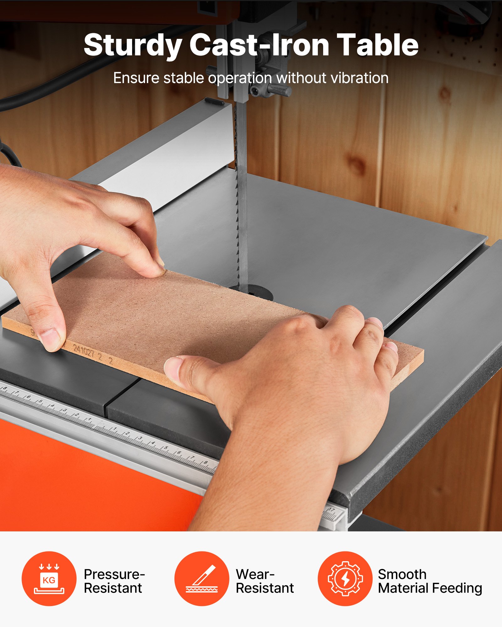 VEVOR Troncatrice a Nastro da Banco Motore Potenza Nominale 373W Larghezza di Taglio max. 254mm, Altezza di Taglio max. 160mm con Luce di Lavoro LED per Lavorazione Legno