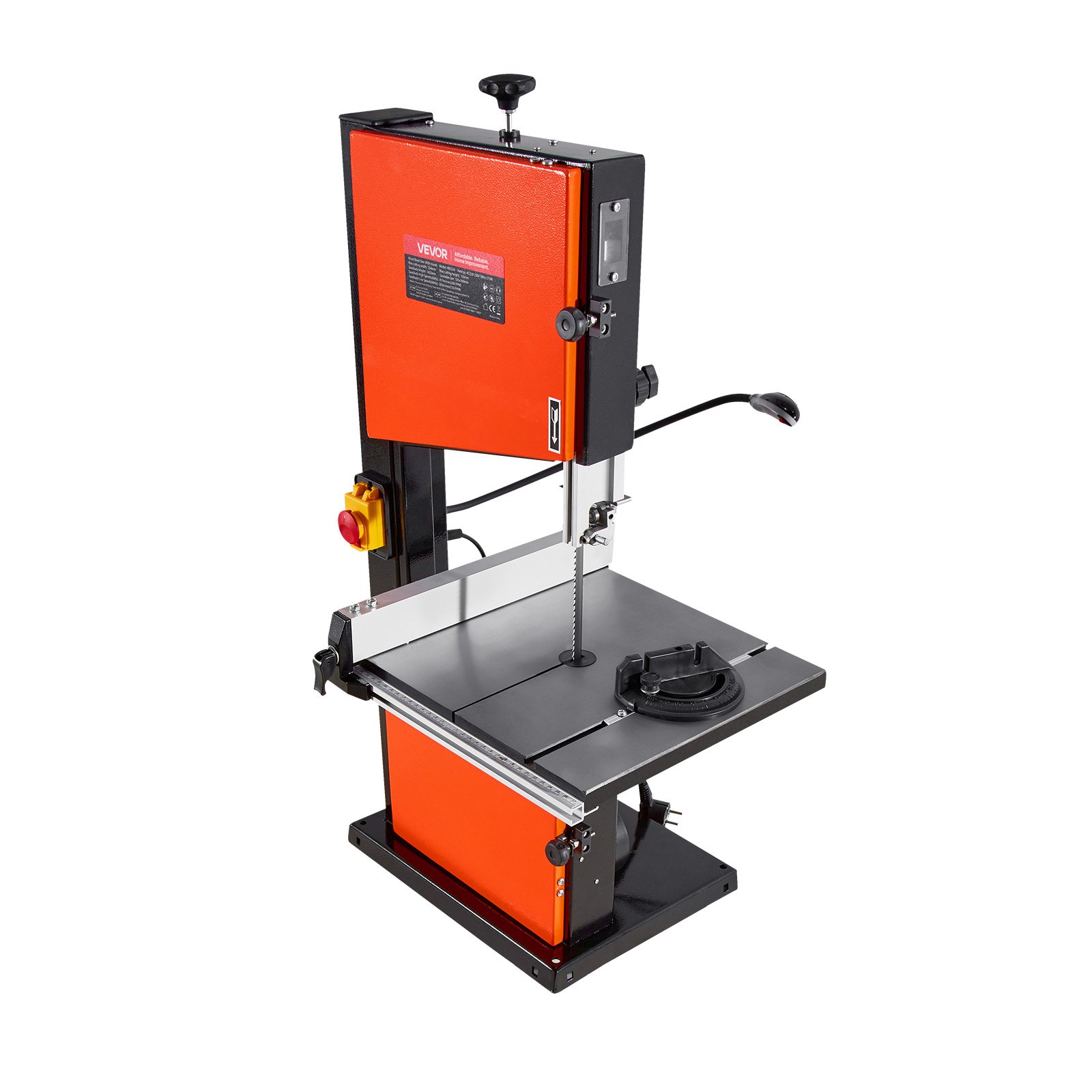 VEVOR Troncatrice a Nastro da Banco Motore Potenza Nominale 373W Larghezza di Taglio max. 254mm, Altezza di Taglio max. 160mm con Luce di Lavoro LED per Lavorazione Legno