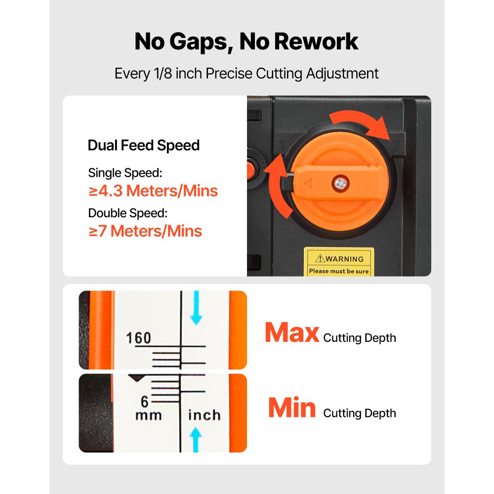 VEVOR Pialla a Spessore, Tre Lame Due Velocità 330 mm Larghezza, Banco Elettrico Motore da 2000 W e 23500 Giri/min, Doppi Rulli Protezione Eccessiva, per Materiali in Legno Duro e Tenero