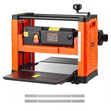 VEVOR Pialla a Spessore, a Due Lame,  330 mm Larghezza, Banco Elettrica Motore da 1800 W e 23500 Giri/min, Doppi Rulli, Protezione Eccessiva, a Velocità Singola, per Legno Duro e Tenero