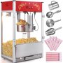 VEVOR Macchina per Popcorn, 566 x 392 x 862 mm Macchina Popcorn Elettrico 1615W Bollitore 0,45 kg con Vetro Temperato, Macchina per Popcorn da Tavolo, Include 3 Cucchiai in Acciaio Inox, Stile Cinema