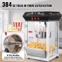VEVOR Macchina per Popcorn, 390x345x610 mm Macchina Popcorn Elettrico 480W Bollitore 11,23 kg, Produrre Lotto, Macchina per Popcorn da Tavolo, Include 4 Misurini, Macchina Popcorn Stile Cinema, Nero