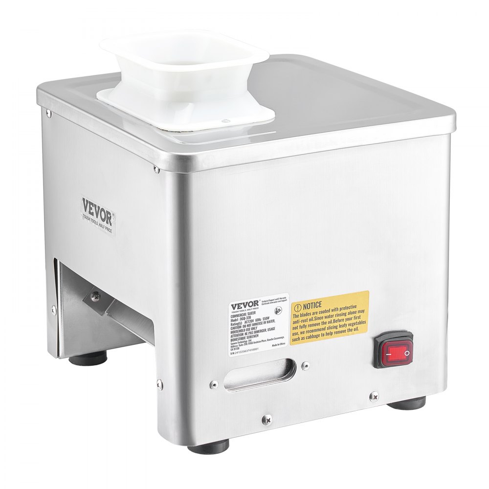 VEVOR Affettatrice Elettrica 360 x 345 x 418 mm Affettatrice Commerciale in Acciaio Inox, 550W 159 kg all'Ora, Macchina per Tagliare Carne Commerciale, Spessore 2,5 a 10 mm per Ristorante Supermercato