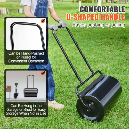tectake® Rullo Giardino 60 cm in Metallo, Capacità 50 l, 31 cm, Peso Max