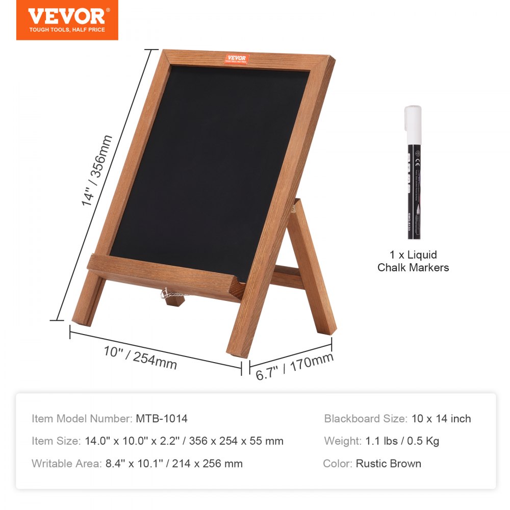 VEVOR Lavagna Magnetica Nera da Banco per Esposizione Menù Decorazione Tavolo da Bar Ristorante Osteria Evento Festa, Lavagna Nera a Gesso Magnetica da Banco 254 x 356 mm con Pennello a Gesso Liquido