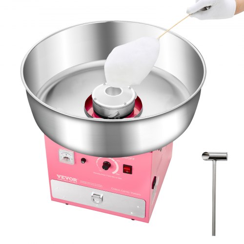 VEVOR Macchina Elettrica per Zucchero Filato, Macchina per Zucchero Filato Commerciale 1000 W con Ciotola in Acciaio Inox 52 cm, Misurino per Zucchero Cassetto, per Compleanni, Feste, Rosa