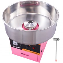 VEVOR Macchina Elettrica per Zucchero Filato, Macchina per Zucchero Filato Commerciale 1000 W con Ciotola in Acciaio Inox 52 cm, Misurino per Zucchero Cassetto, per Compleanni, Feste, Rosa