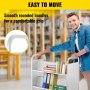 VEVOR Carrello per Libri, Carrello per Biblioteca da 200 Libbre, Carrello per Libri con Ruote 35x19x49 Pollici Ripiani Inclinati a Doppia Faccia a Forma di W con Ruote Bloccabili da 4 Pollici