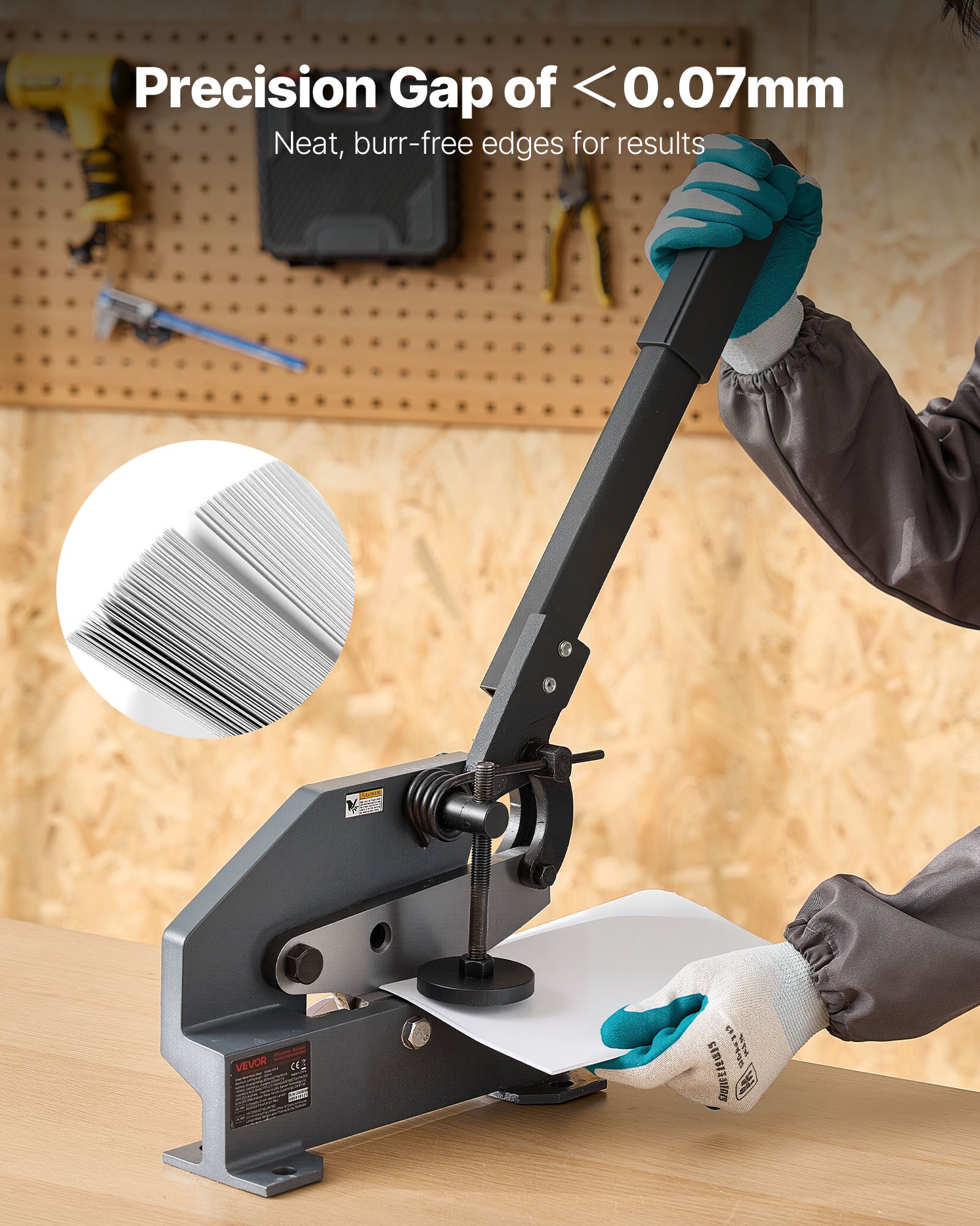 VEVOR Cesoia per Lamiera Manuale, da 155 mm, Taglierina per Lamiera con Montaggio con Telaio in Acciaio Massiccio, Impugnatura Estesa per il Taglio di Acciaio, Rame, Barre d'Armatura