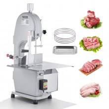 VEVOR Segaossa Elettrica da Banco Uso Commerciale in Acciaio Inox per Carne Ossa da Macellerie 1500W Produttività max. 300kg/ora, Macchina Segaossa Elettrica Spessore di Taglio 4-200mm Altezza 250mm