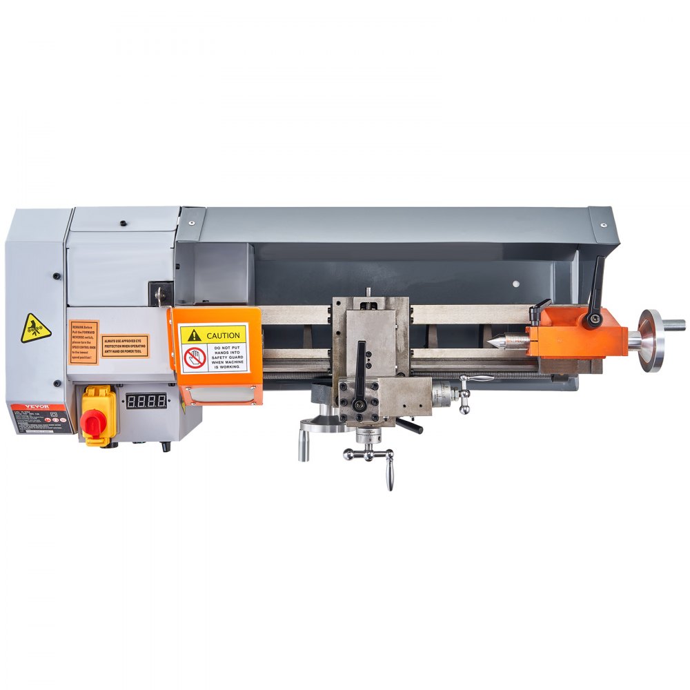 VEVOR Tornio da Banco per Metallo Motore 500W in Ghisa HT200 Velocità tra 0-2200 giri/min Variazione Costante, Tornio Elettrico per Metalli 755 x 320 x 300 cm Cono Mandrino MT3 Diametro Mandrino 100mm