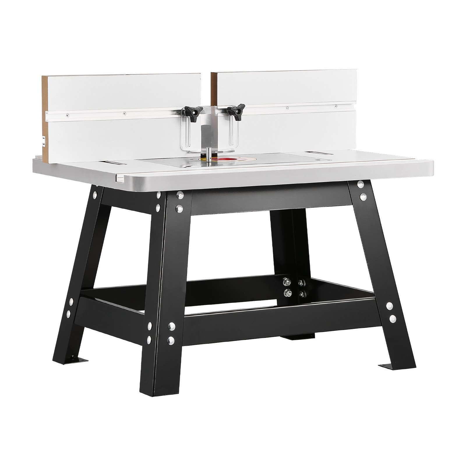 VEVOR router table, 610x400x530 mm, router table workbench with adjustable fence, MDF board, stable metal base, 63 mm dust collection port, compatible with router bits and various drill bits
