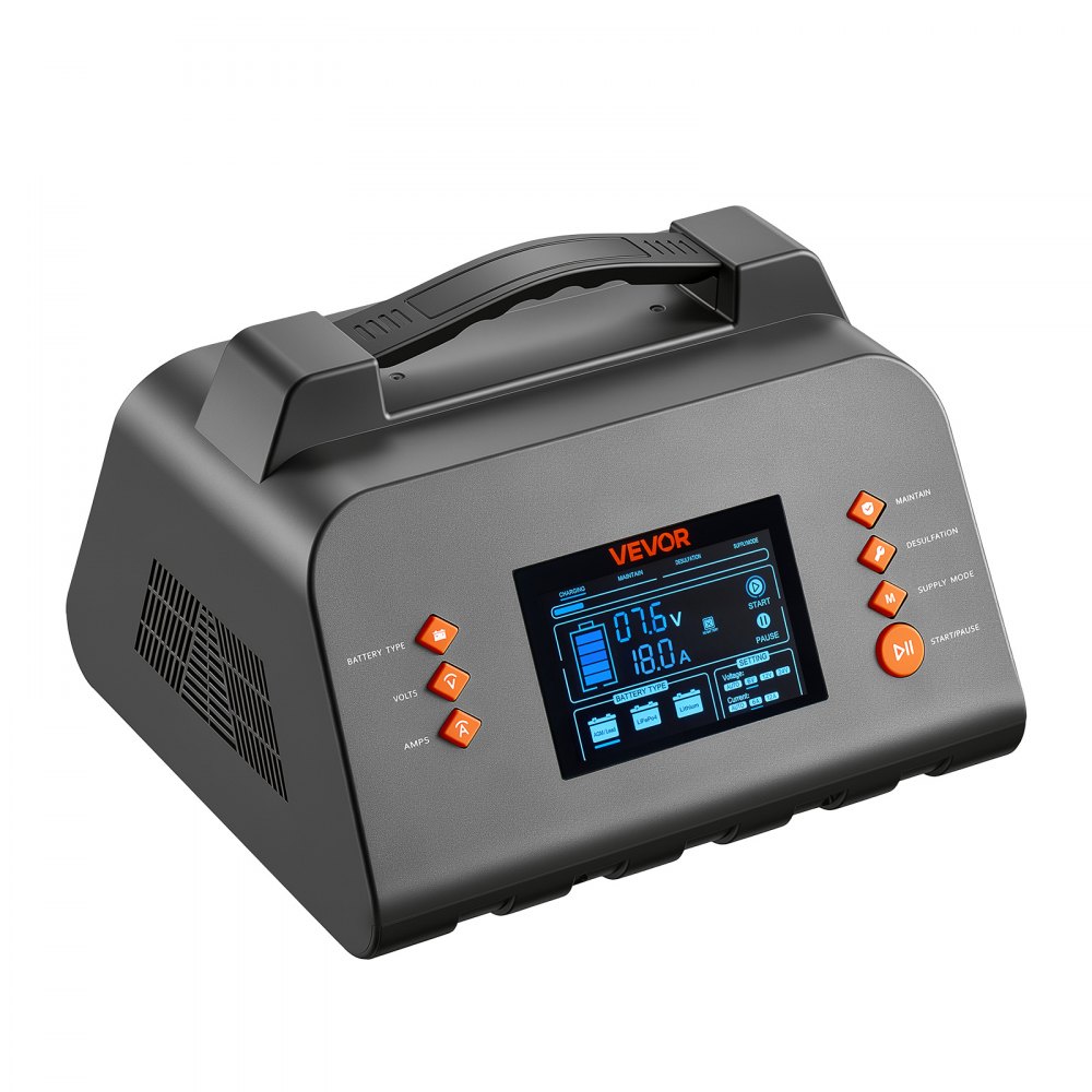 VEVOR Caricabatterie Intelligente per Batterie al Litio LiFePO4 Piombo 25 A Schermo LCD 3,8 pollici, Compatibile con Auto, ATV, Tosaerba, Camper di Medie Dimensioni, Mantenitore di Carica Desolfatante