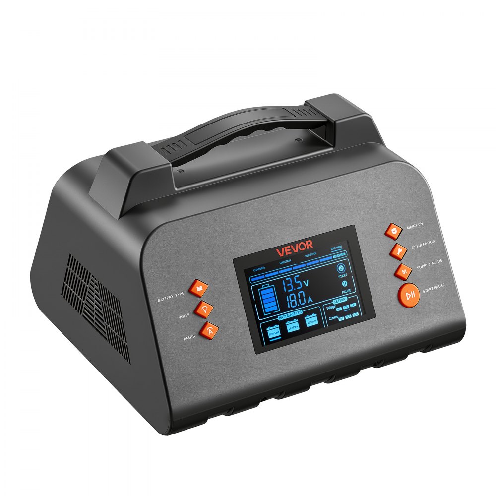 VEVOR Caricabatterie per Batterie al Litio LiFePO4 Piombo-Acido 30A 12V/24V Schermo LCD 3,8 pollici, Compatibile con Auto, ATV, Tosaerba, Camper, Barche, Funzione Mantenimento Carica, Desolfatazione