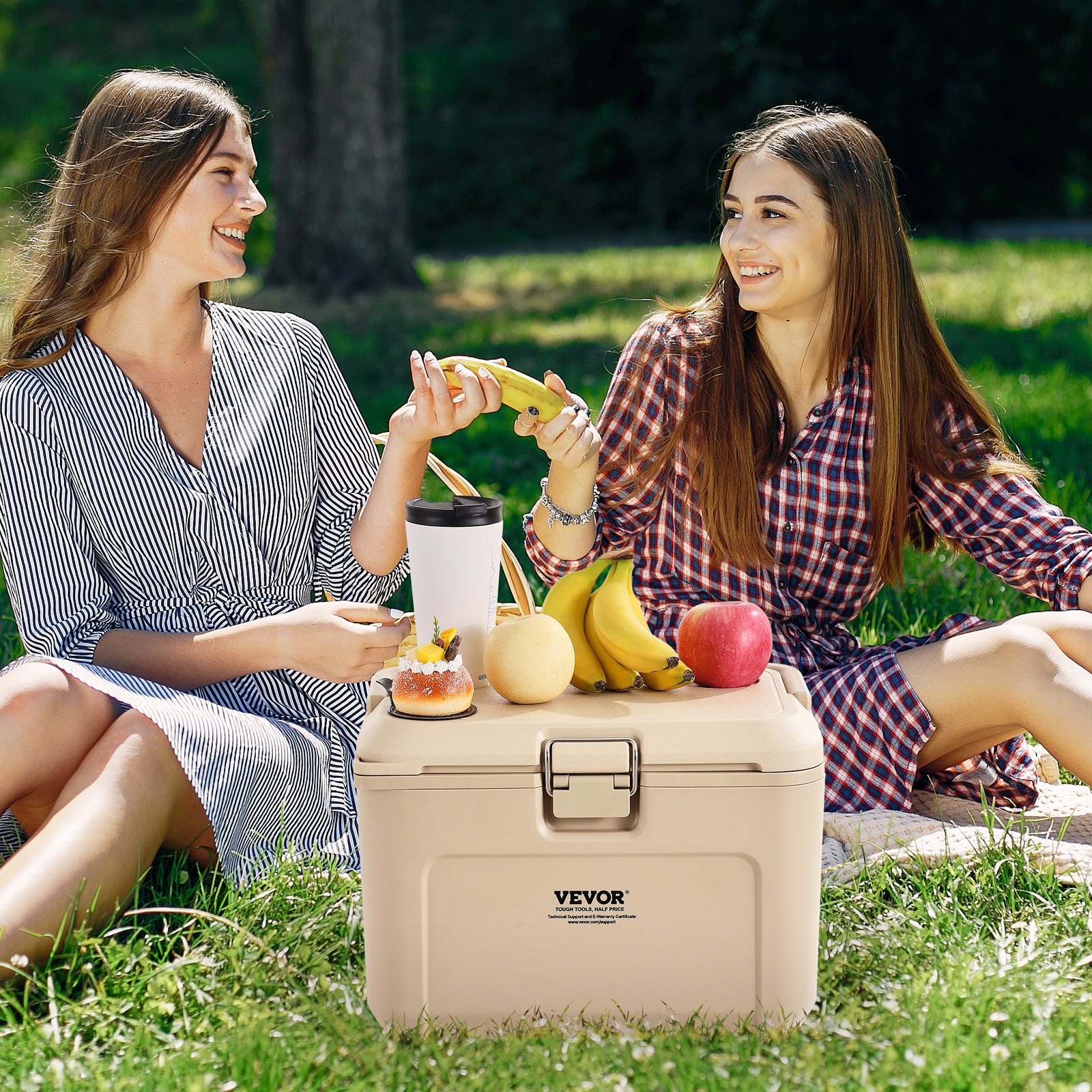 VEVOR Refrigeratore Portatile Isolante Rigido da 16,5 QT con Ritenzione del Ghiaccio, Maniglie Resistenti Portabicchieri, Refrigeratore Portatile Isolato per Picnic Campeggio Viaggio Feste