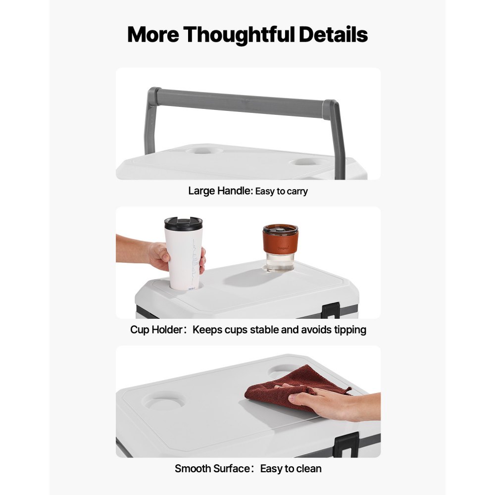 VEVOR Refrigeratore Portatile Isolante Rigido da 38 QT con Ritenzione del Ghiaccio, Maniglie Resistenti Portabicchieri, Refrigeratore Portatile Isolato per Picnic Campeggio Viaggio Feste