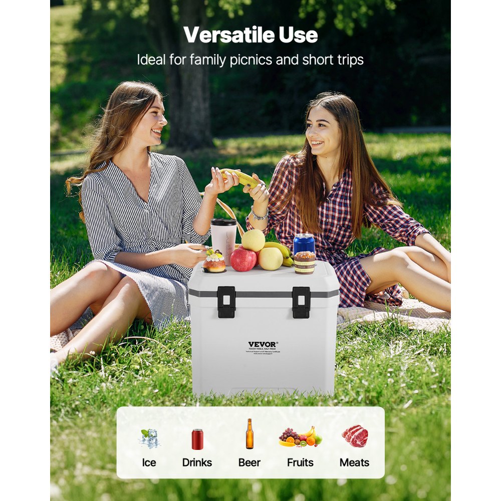 VEVOR Refrigeratore Portatile Isolante Rigido da 38 QT con Ritenzione del Ghiaccio, Maniglie Resistenti Portabicchieri, Refrigeratore Portatile Isolato per Picnic Campeggio Viaggio Feste