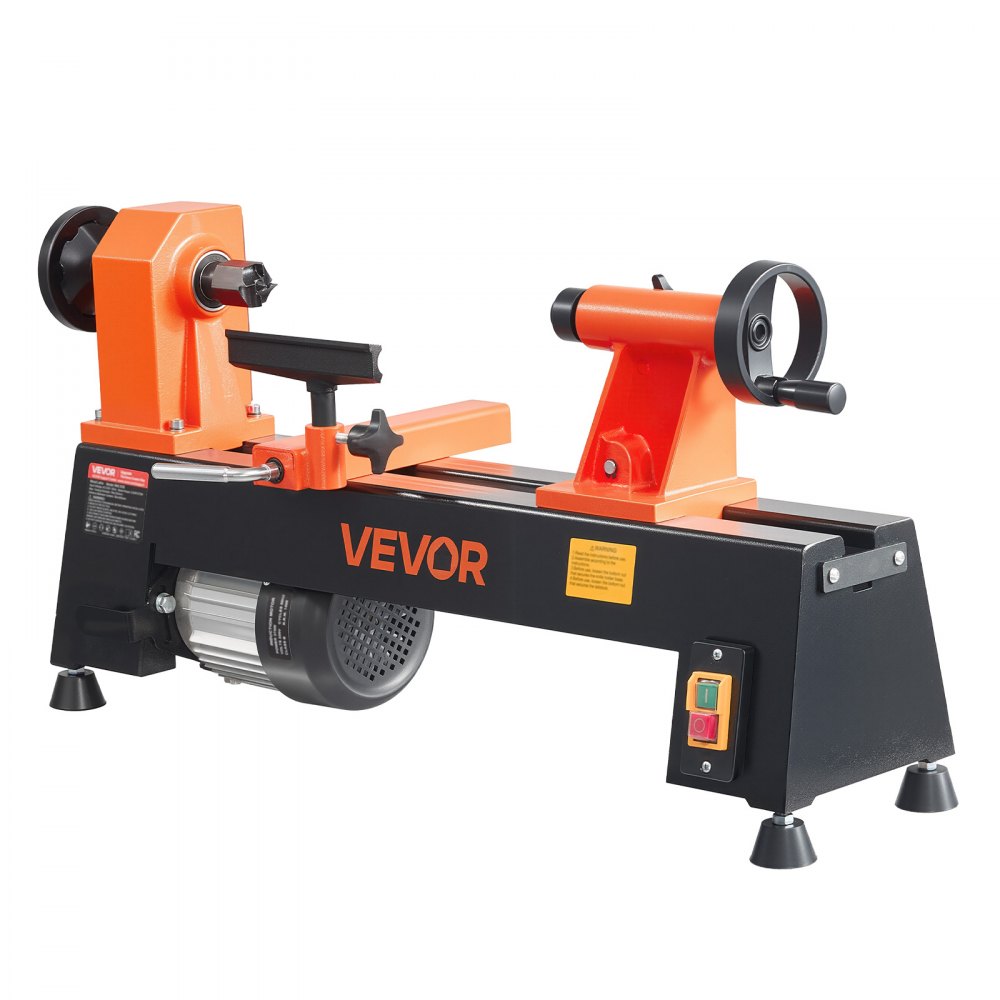 VEVOR Tornio per Legno da Banco 375 W 254 x 465 mm 5 Velocità Regolabili Per Principianti, Appassionati Fai da Te, Lavorazione del Legno e Tornitura, 650/1100/1600/2200/3200 giri/min, Portautensile