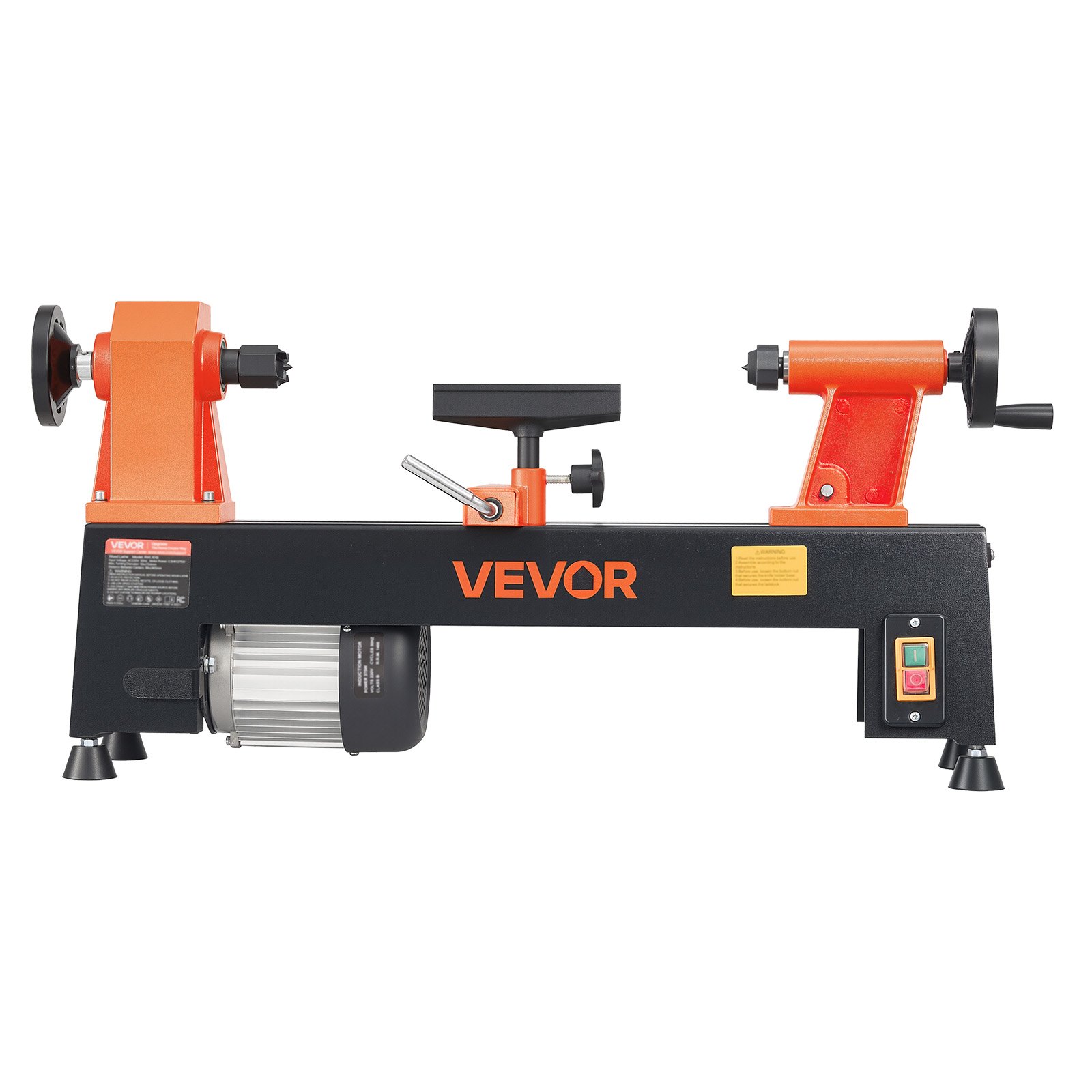 VEVOR Tornio per Legno da Banco 375 W 254 x 465 mm 5 Velocità Regolabili Per Principianti, Appassionati Fai da Te, Lavorazione del Legno e Tornitura, 650/1100/1600/2200/3200 giri/min, Portautensile