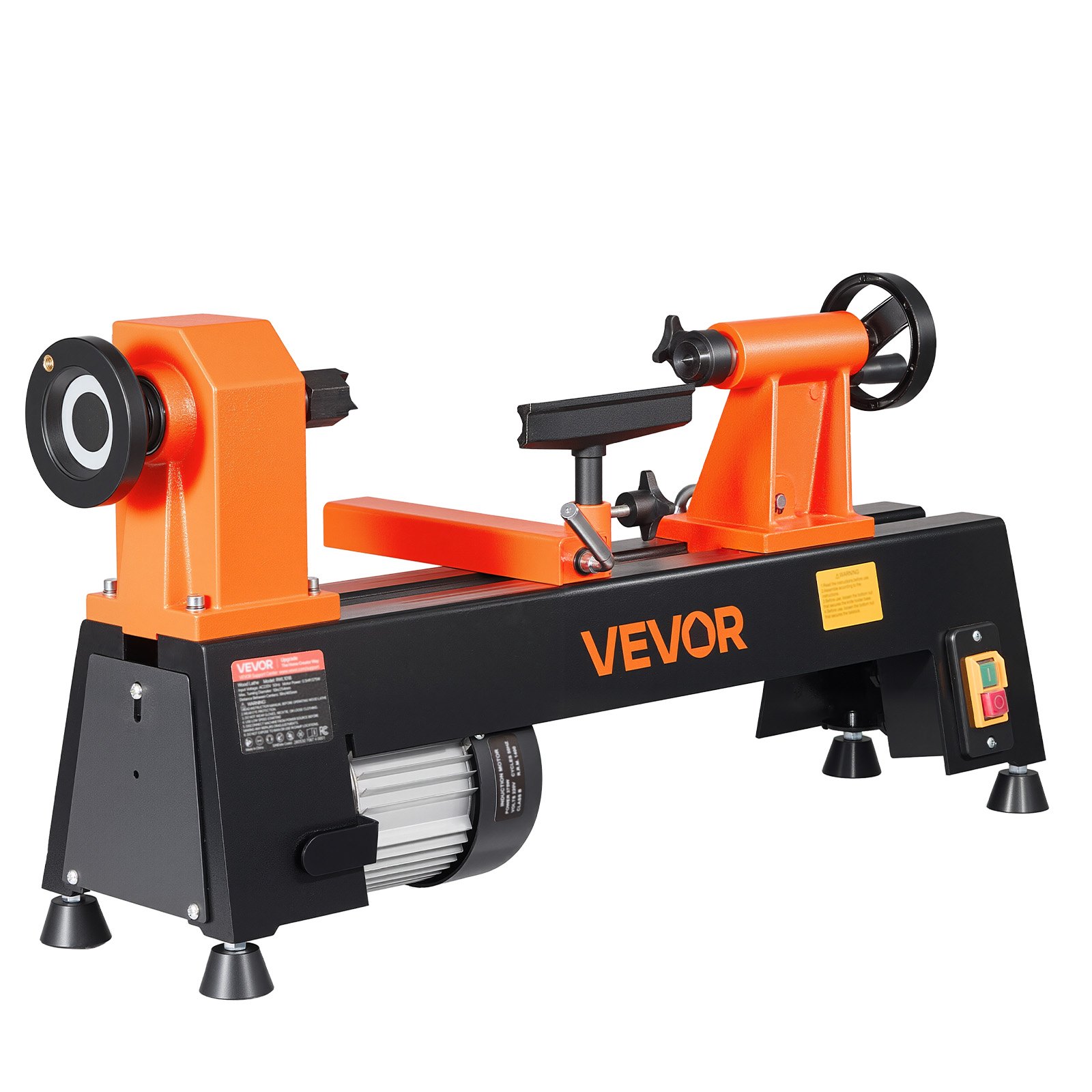 VEVOR Tornio per Legno da Banco 375 W 254 x 465 mm 5 Velocità Regolabili Per Principianti, Appassionati Fai da Te, Lavorazione del Legno e Tornitura, 650/1100/1600/2200/3200 giri/min, Portautensile