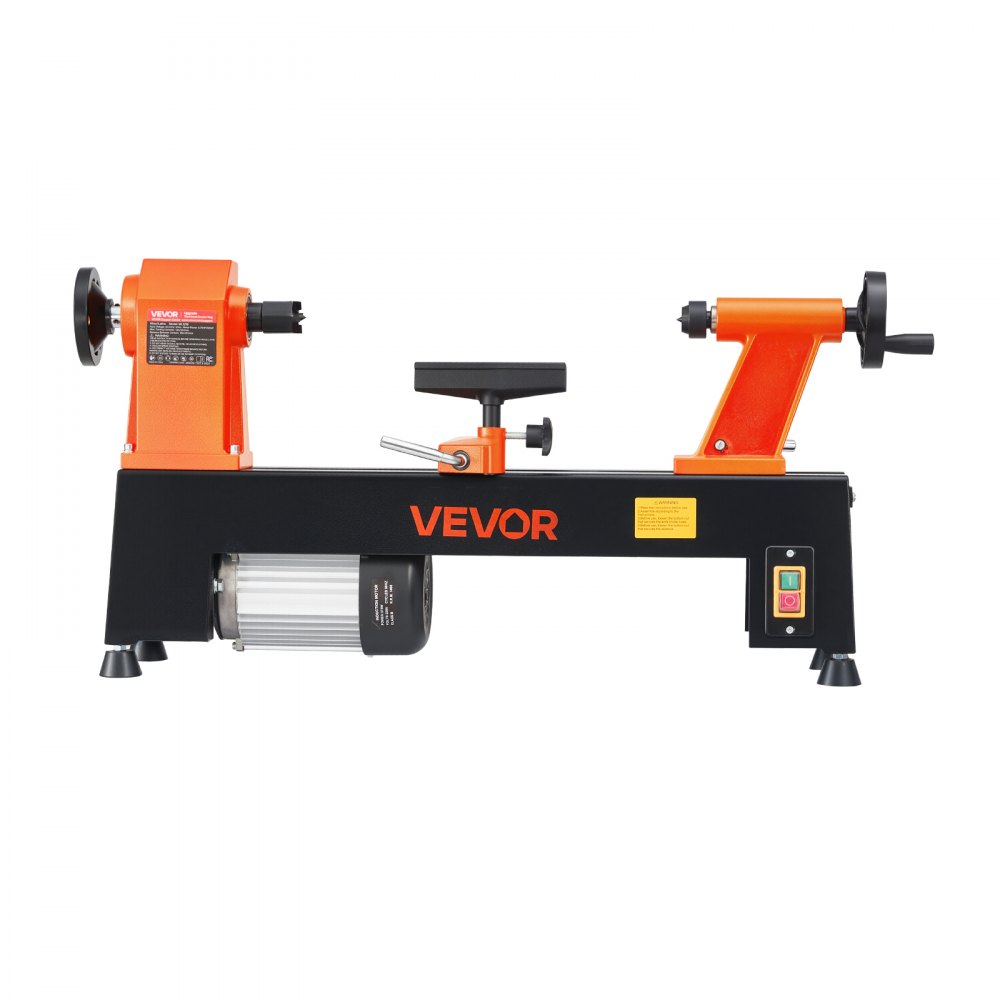 VEVOR Tornio per Legno da Banco 560 W 304 x 465 mm 5 Velocità Regolabili Acciaio #45, Principianti, Fai da Te, Lavorazione Legno e Tornitura, Velocità Regolabile, 650/1100/1600/2200/3200 giri/min