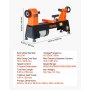 VEVOR Tornio per Legno da Banco 560 W 304 x 465 mm 5 Velocità Regolabili Acciaio #45, Principianti, Fai da Te, Lavorazione Legno e Tornitura, Velocità Regolabile, 650/1100/1600/2200/3200 giri/min