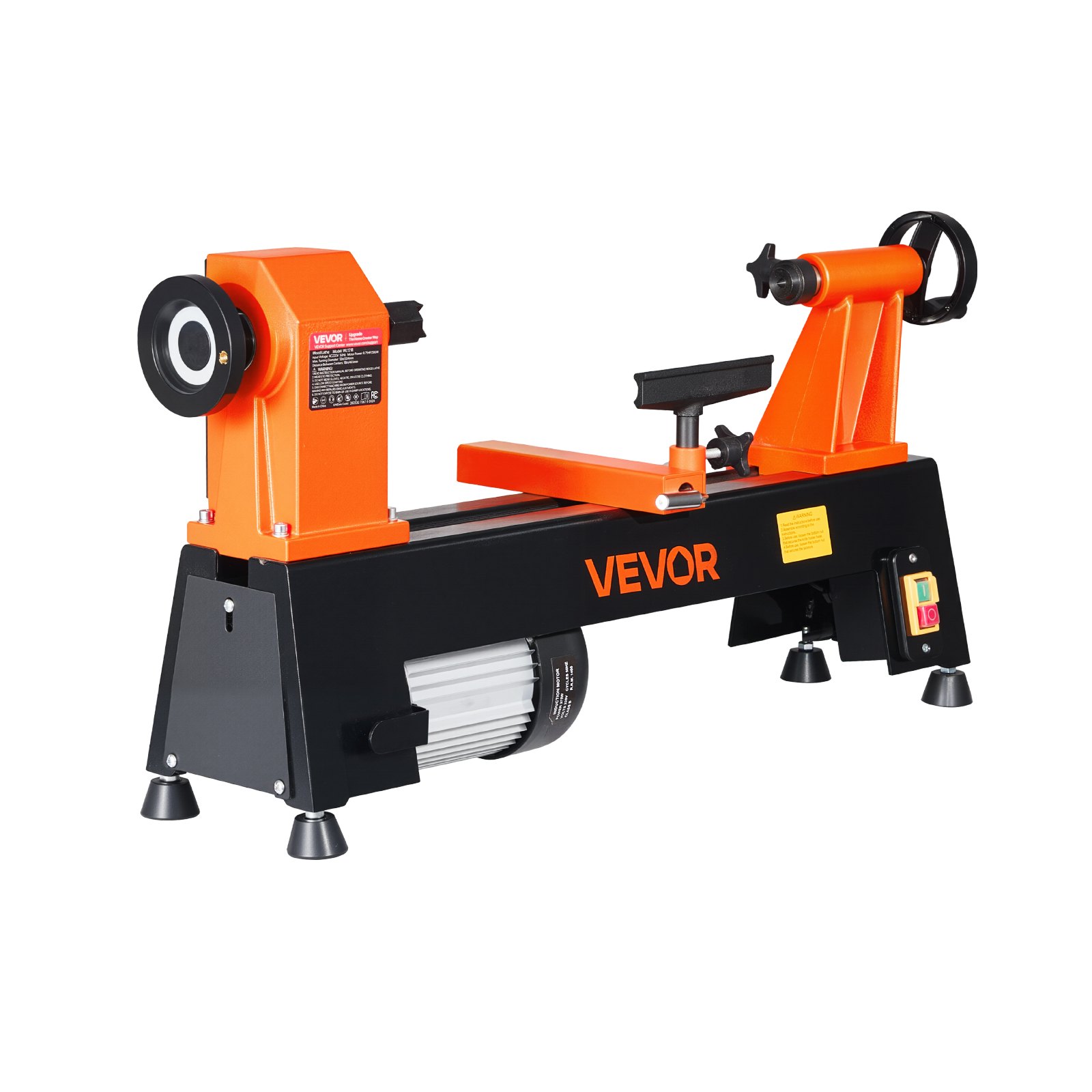VEVOR Tornio per Legno da Banco 560 W 304 x 465 mm 5 Velocità Regolabili Acciaio #45, Principianti, Fai da Te, Lavorazione Legno e Tornitura, Velocità Regolabile, 650/1100/1600/2200/3200 giri/min