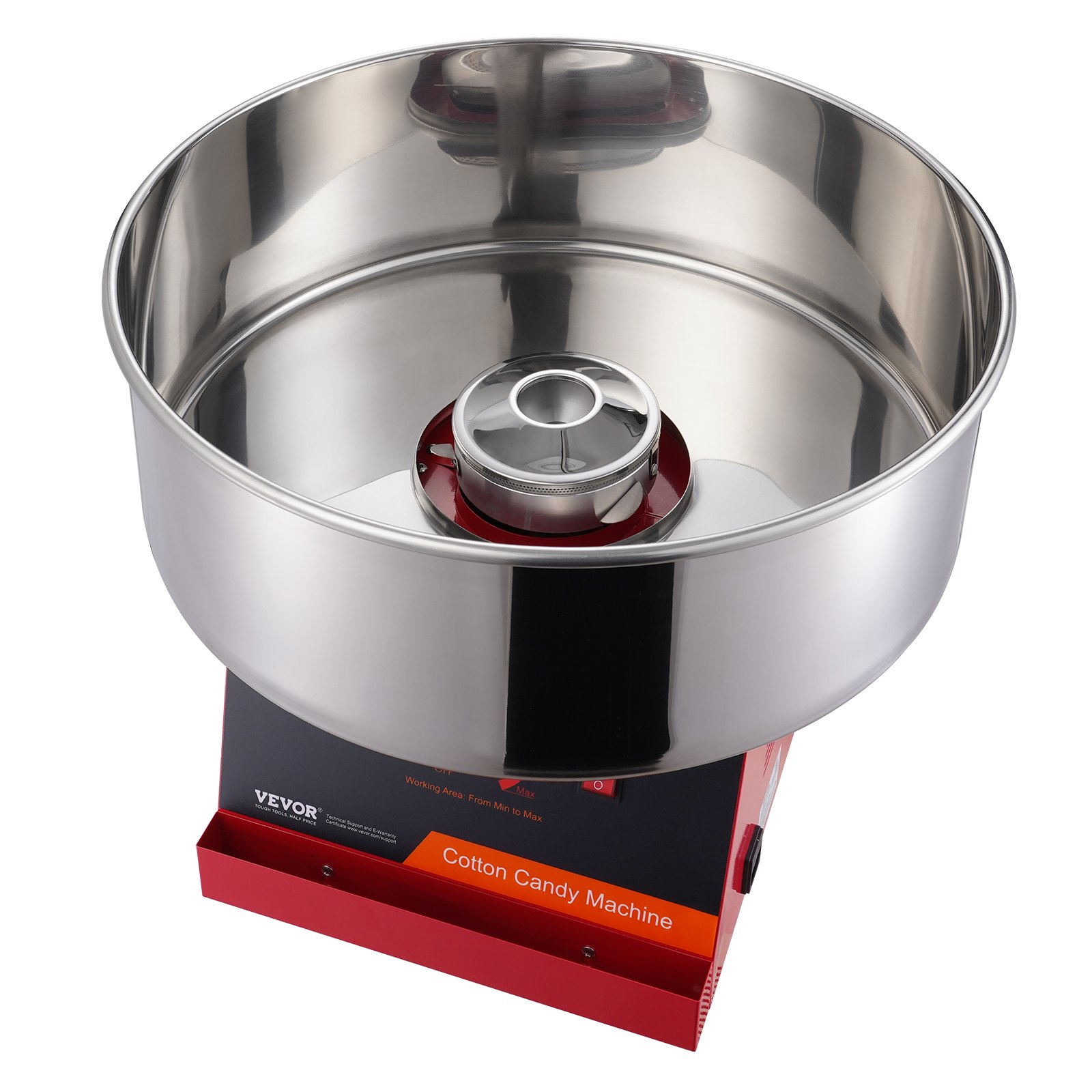 VEVOR Macchina Zucchero Filato Elettrica 1000 W Macchina Zucchero Filato Commerciale, con Ciotola in Acciaio Inossidabile, Paletta per Zucchero, Perfetta per Compleanno Bambini, Feste Famiglia, Rossa