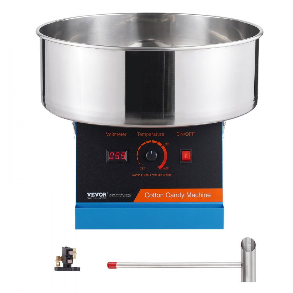 VEVOR Macchina per Zucchero Filato Elettrica, 1000 W, Macchina Zucchero Filato Commerciale con Ciotola in Acciaio Inossidabile e Paletta per Zucchero, Compleanno Bambini Casa, Festa Famiglia, Blu