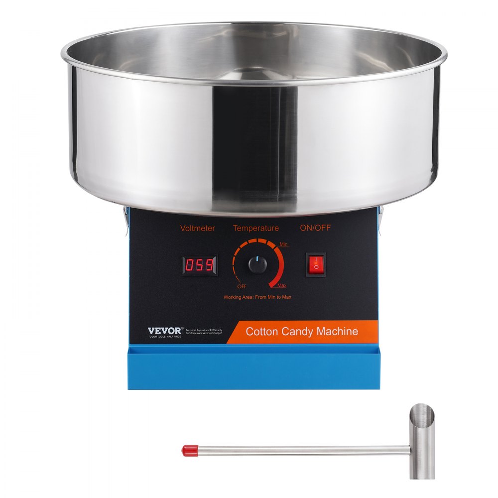 VEVOR Macchina per Zucchero Filato Elettrica, 1000 W, Macchina Zucchero Filato Commerciale con Ciotola in Acciaio Inossidabile e Paletta per Zucchero, Compleanno Bambini Casa, Festa Famiglia, Blu