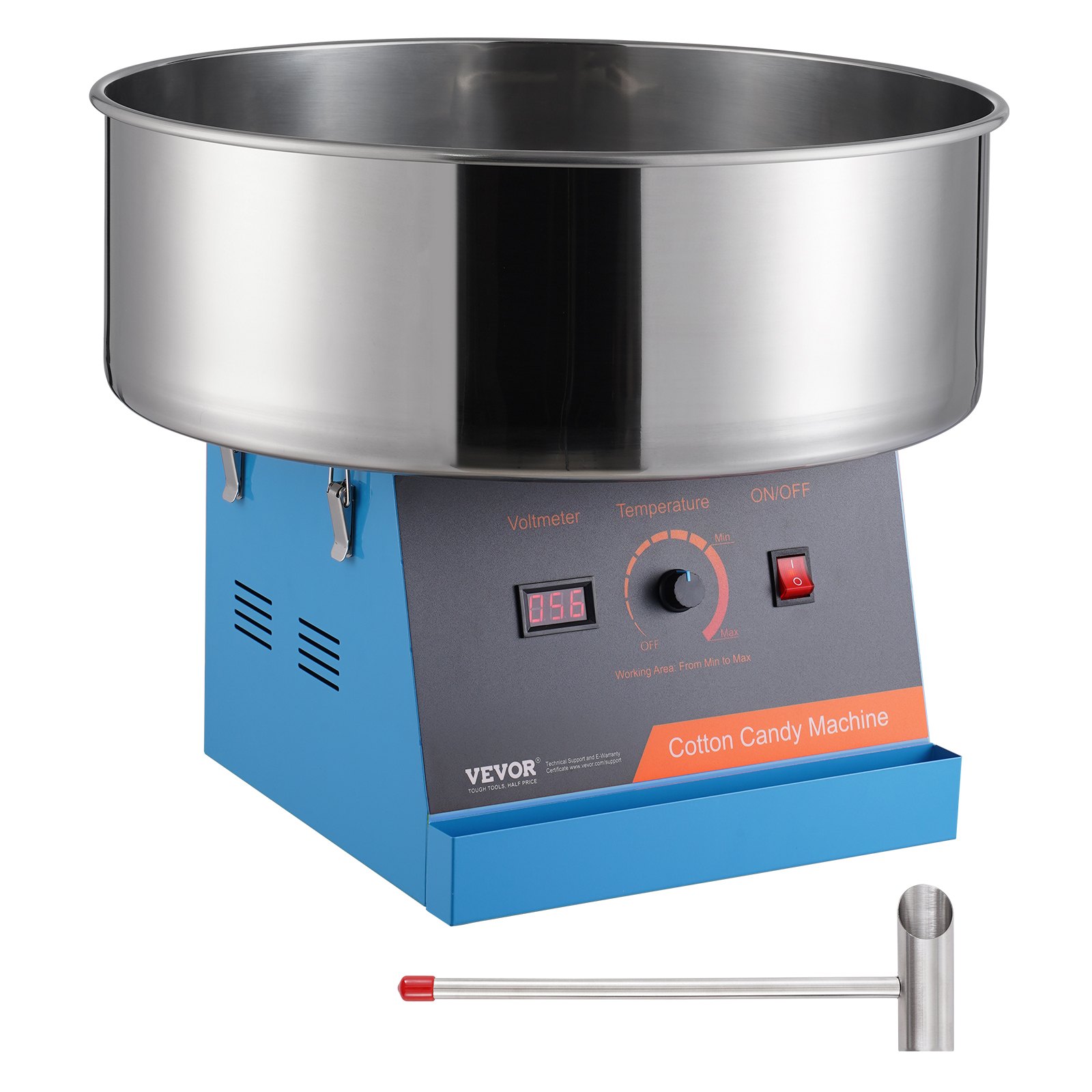 VEVOR Macchina per Zucchero Filato Elettrica, 1000 W, Macchina Zucchero Filato Commerciale con Ciotola in Acciaio Inossidabile e Paletta per Zucchero, Compleanno Bambini Casa, Festa Famiglia, Blu