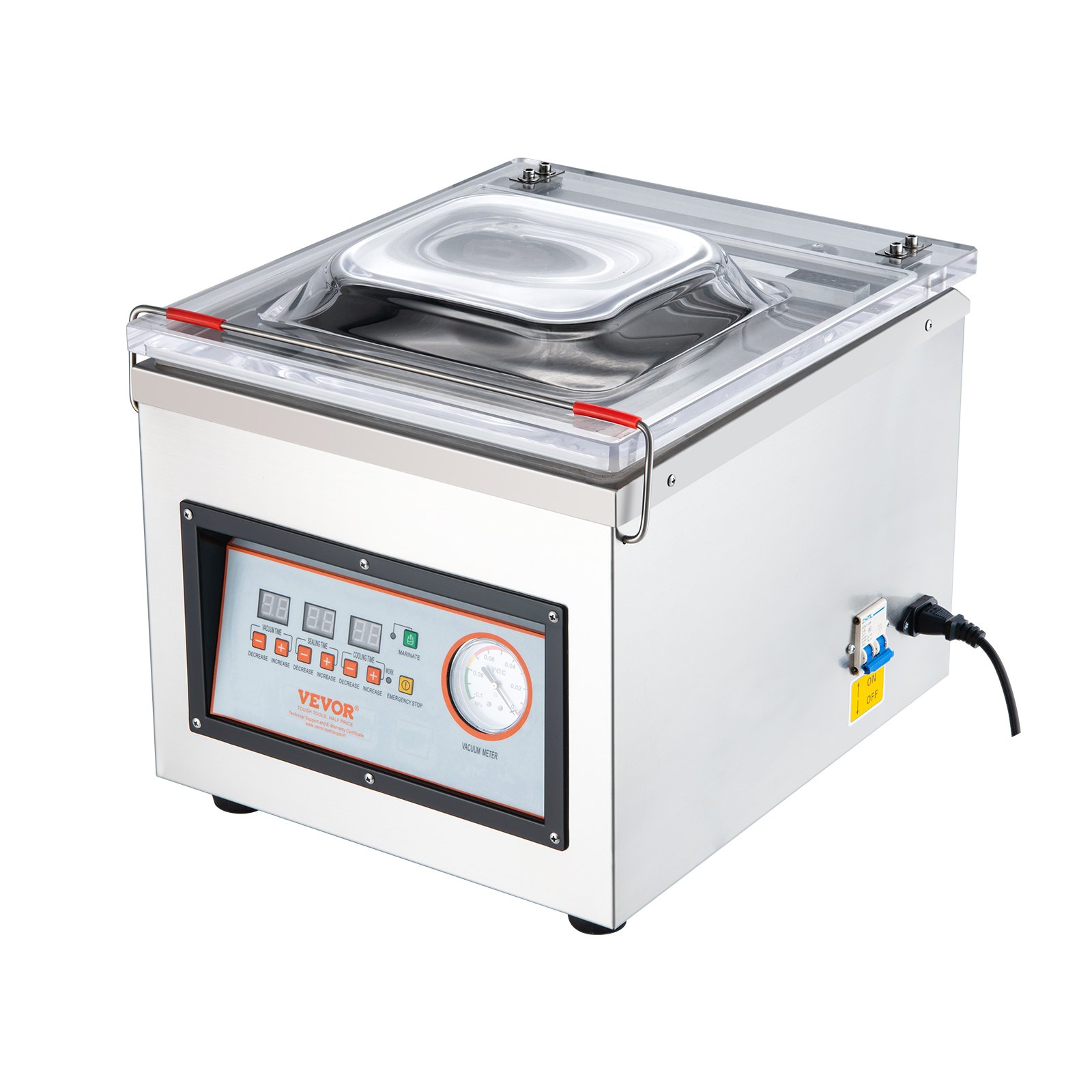 VEVOR Macchina sottovuoto a camera 320W confezionatrice sottovuoto dimensioni compatte 320mm in cucina domestica e per uso commerciale per alimenti umidi, carni, marinate