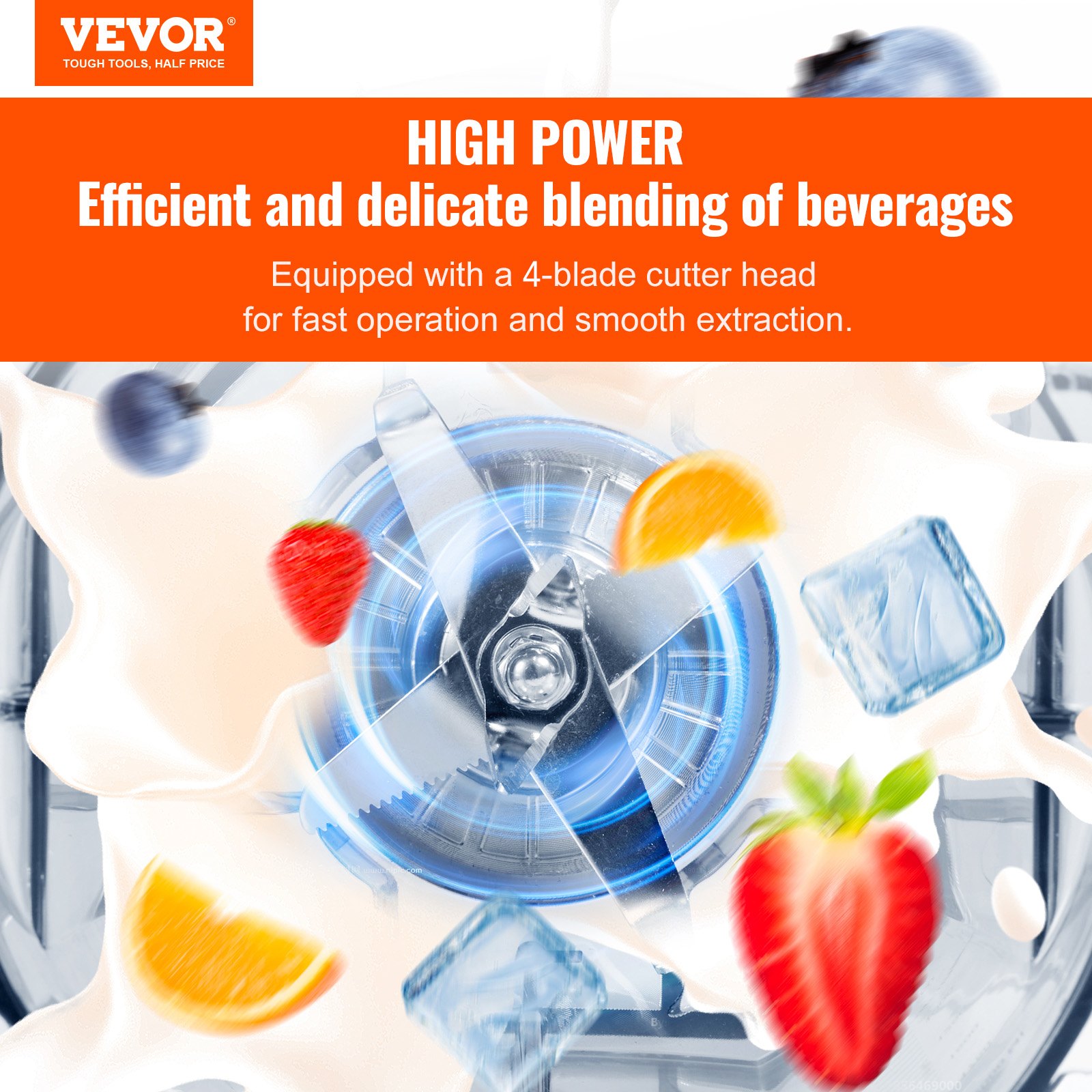 VEVOR Frullatore per Bevande Fredde da Banco Frullatore Barattolo in Plastica Capienza ca. 2L, Mixer in Acciaio Inossidabile con 3 Funzioni per Bevande Ghiacciate, Smoothie, Nero