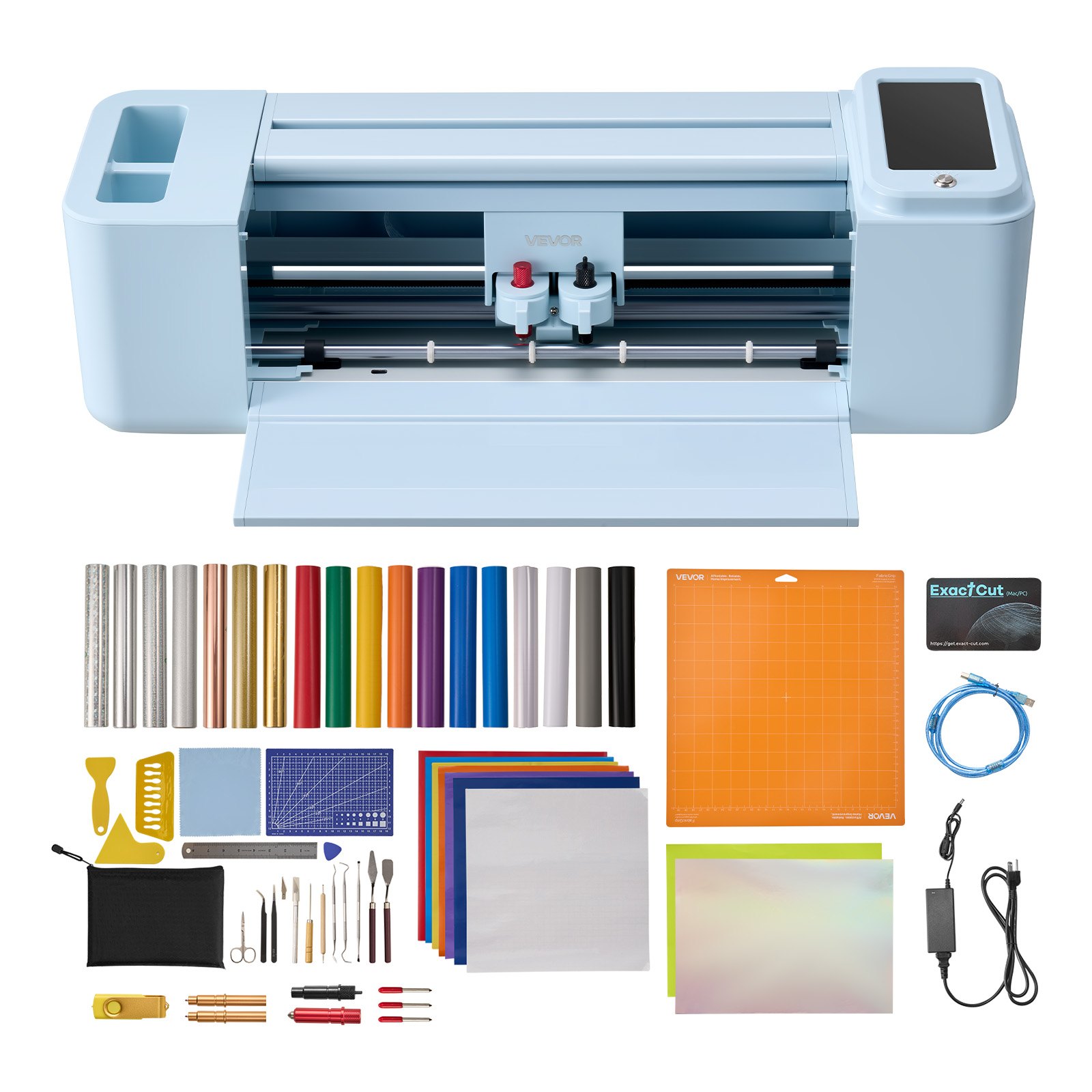 VEVOR Macchina da Taglio Vinile 305 mm con Schermo a Tocco, Kit Taglierina per Vinile Plotter da Taglio Biglietti Personalizzati Decorazioni Fai-da-te, Macchina Termovinile e Cartoncino con Accessori