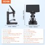 VEVOR Microscopio Digitale Endoscopio USB HDMI Ingrandimento 10X-1300X con Schermo 10,1 Pollici 8 Funzioni Foto Video LED Compatibile, Microscopio da Banco per Riparazione Saldatura Visualizzazione