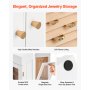 VEVOR Portagioie, Organizzatore per Gioielli Rotante a 360° con Porta Magnetica, Finestra, 4 Ganci per Collane Incorporati, Maniglie in Metallo, Imbottitura Fondo, Fodera in Flanella, Bianco