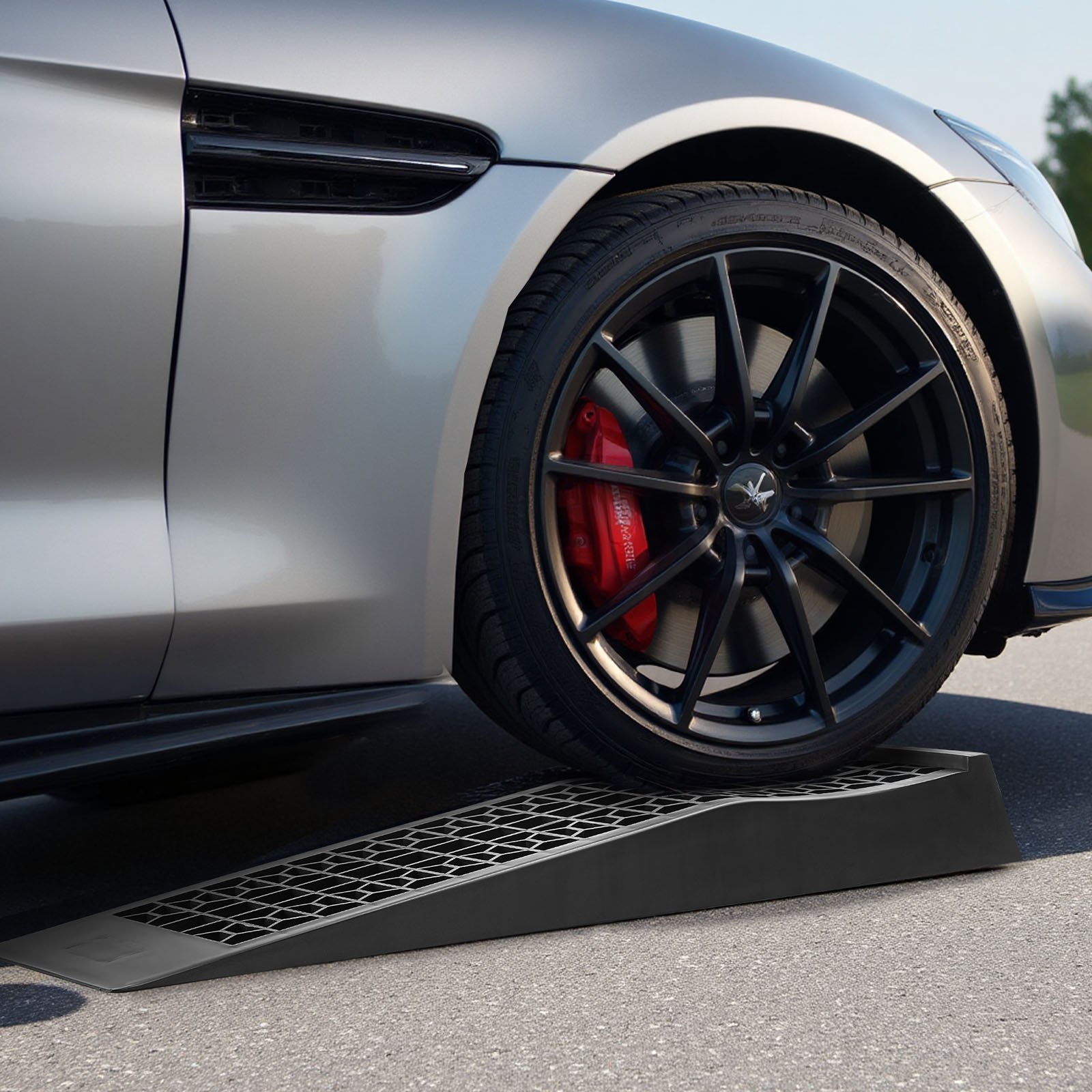 VEVOR Rampa di Carico per Auto, Altezza di Sollevamento 65 mm, Rampa per Sollevamento per Auto da Officina, Cambio Olio e Riparazione Camion, Ogni Pezzo Carico 2268 kg, Nero 2 Pezzi