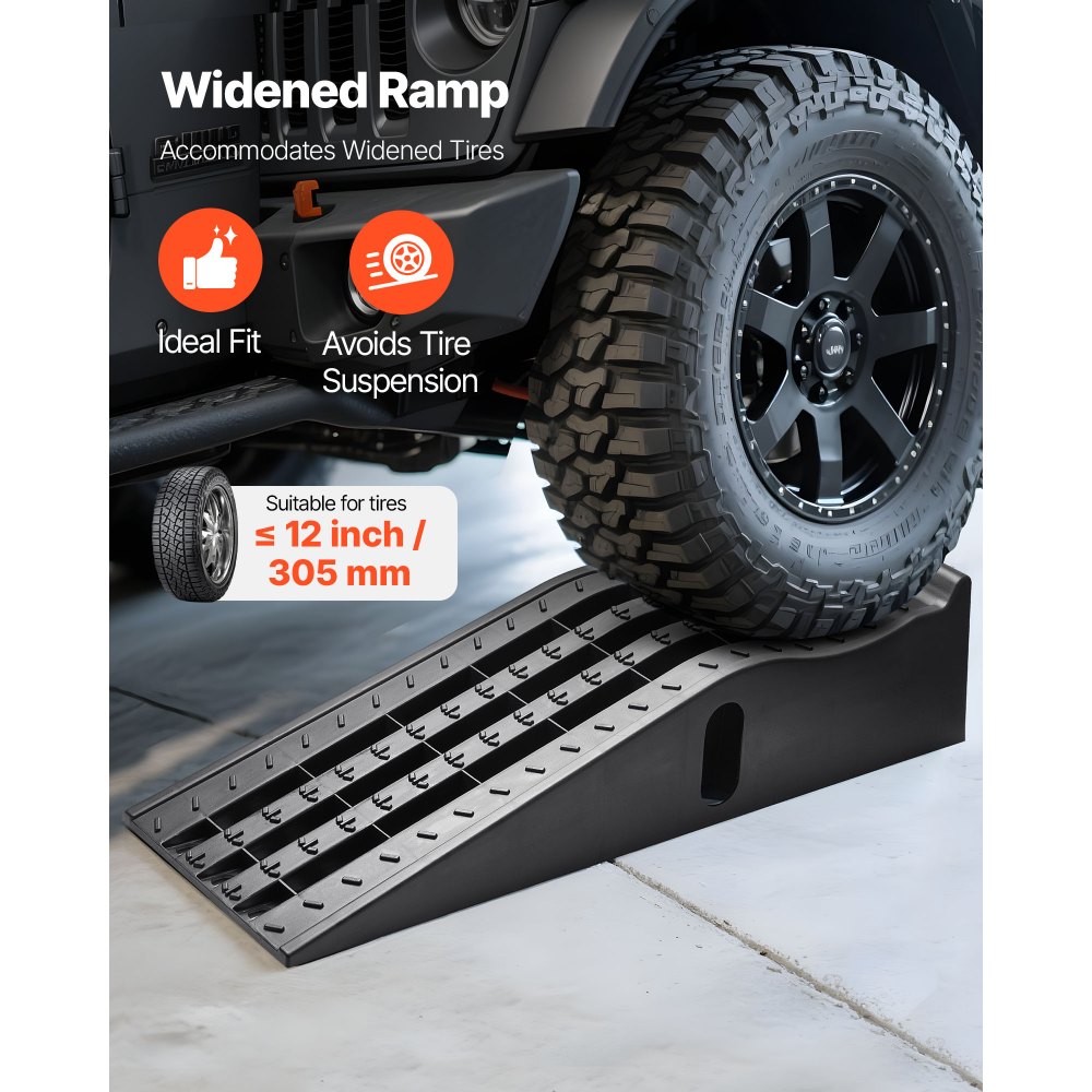 VEVOR Rampa di Carico per Auto, Altezza di Sollevamento 155 mm, Rampa per Sollevamento per Auto da Officina, Cambio Olio e Riparazione Camion, Ogni Pezzo Carico 1474 kg, Nero 2 Pezzi