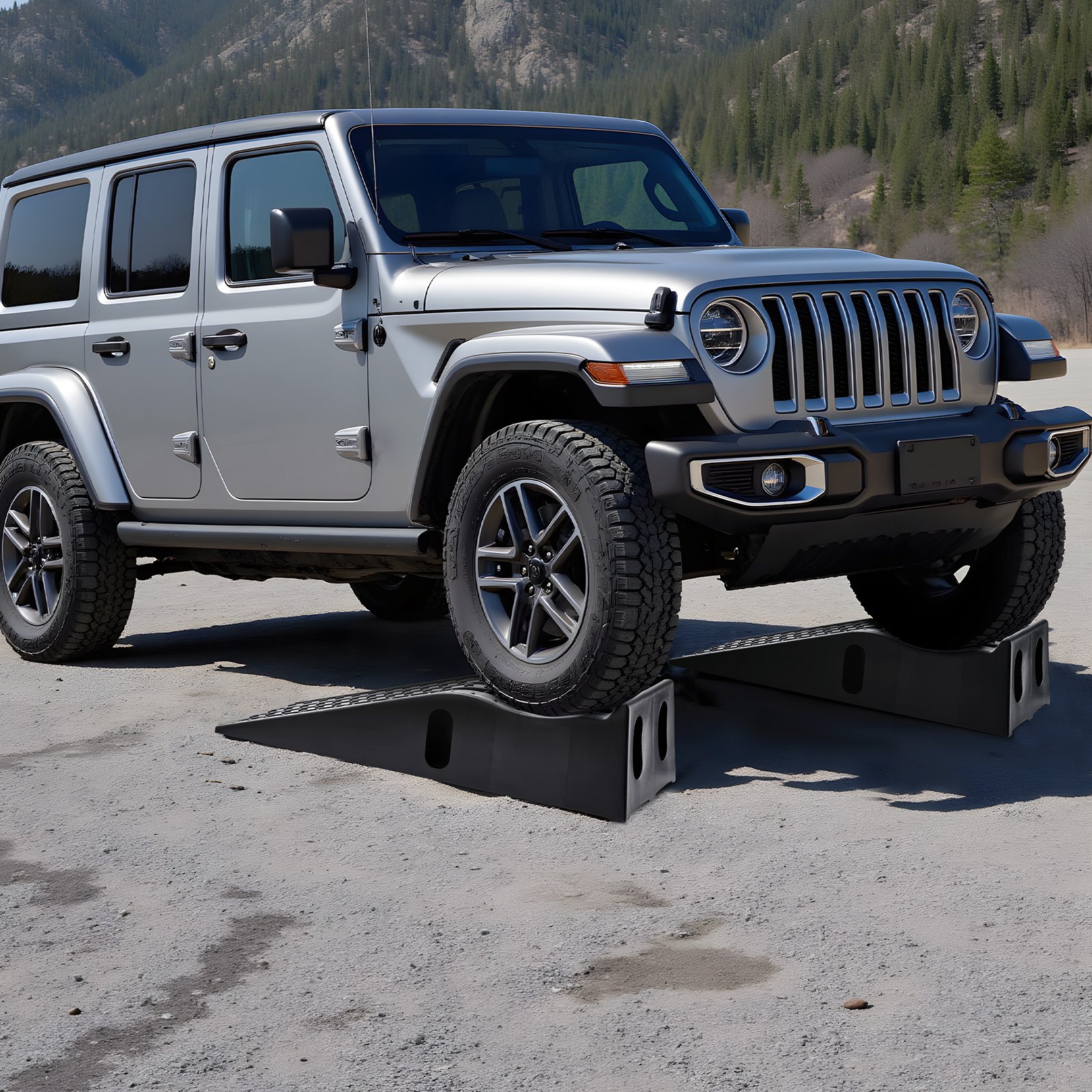 VEVOR Rampa di Carico per Auto, Altezza di Sollevamento 155 mm, Rampa per Sollevamento per Auto da Officina, Cambio Olio e Riparazione Camion, Ogni Pezzo Carico 1474 kg, Nero 2 Pezzi