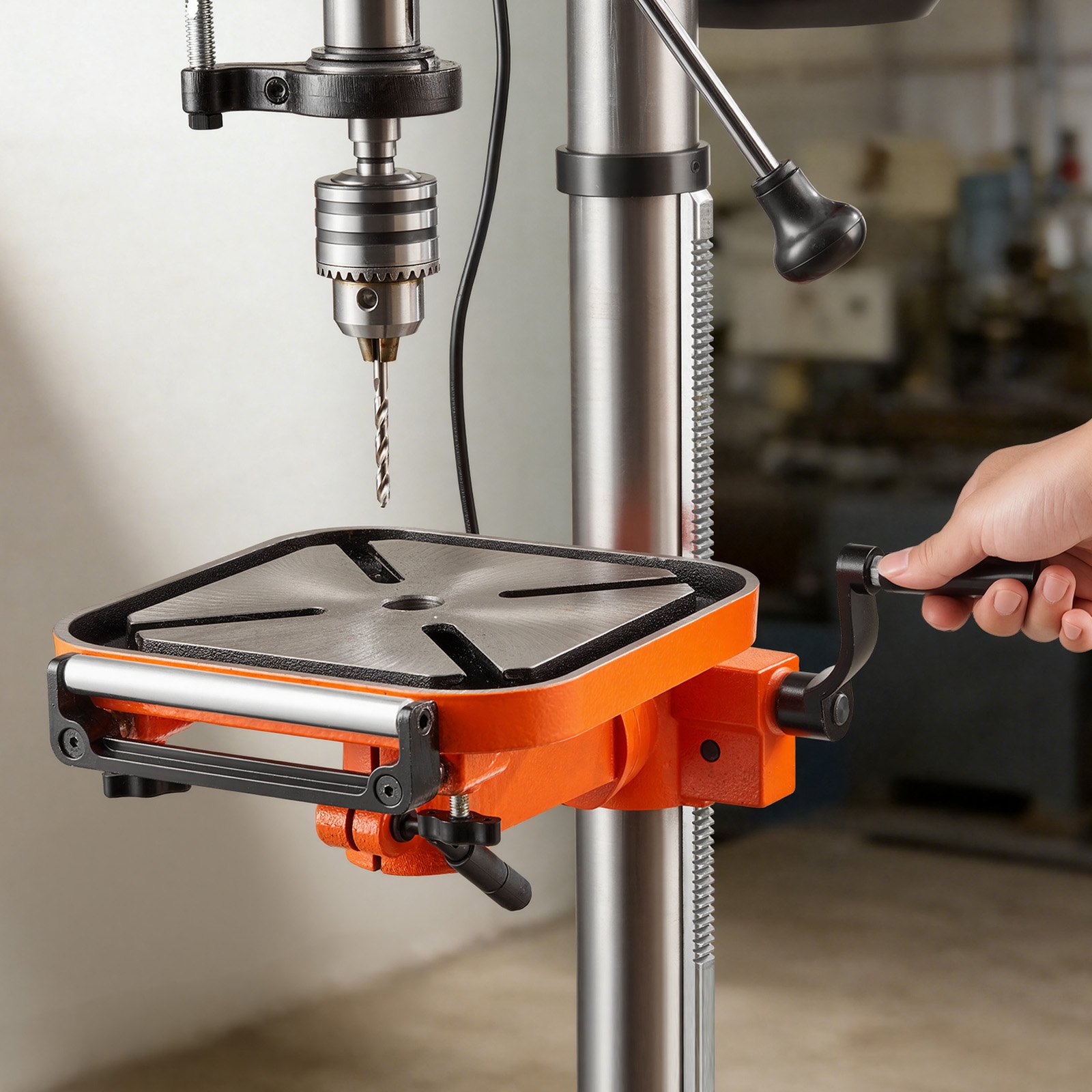 VEVOR Trapano a Colonna da Banco 305 mm, Potenza Nominale 550 W, Piano di Lavoro Inclinabile, con Laser e Luce di Lavoro a LED, Velocità Variabile, Trapano a Colonna per Lavorazione del Legno