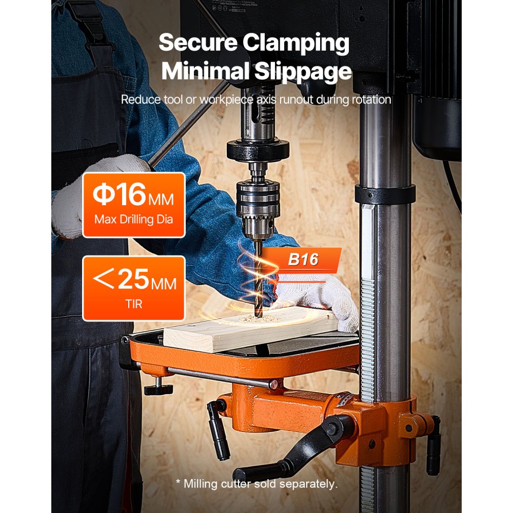 VEVOR 304.8 mm bench drill, 750 W, 440-2580 rpm variable speed bench drill, with 0-45° tilting worktable, LED work light, X-ray positioning, bench drill for wood and metal