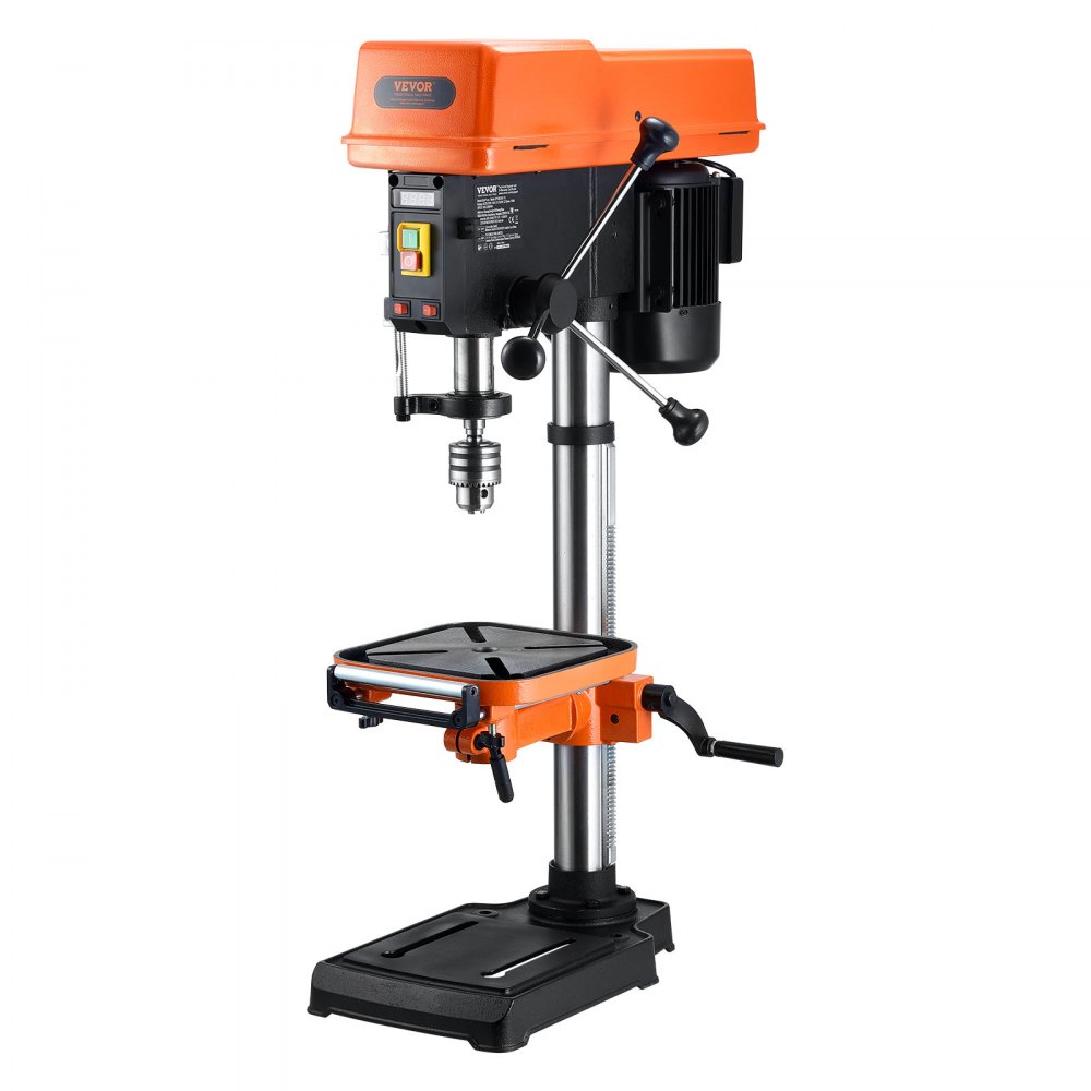 VEVOR 304.8 mm bench drill, 750 W, 440-2580 rpm variable speed bench drill, with 0-45° tilting worktable, LED work light, X-ray positioning, bench drill for wood and metal