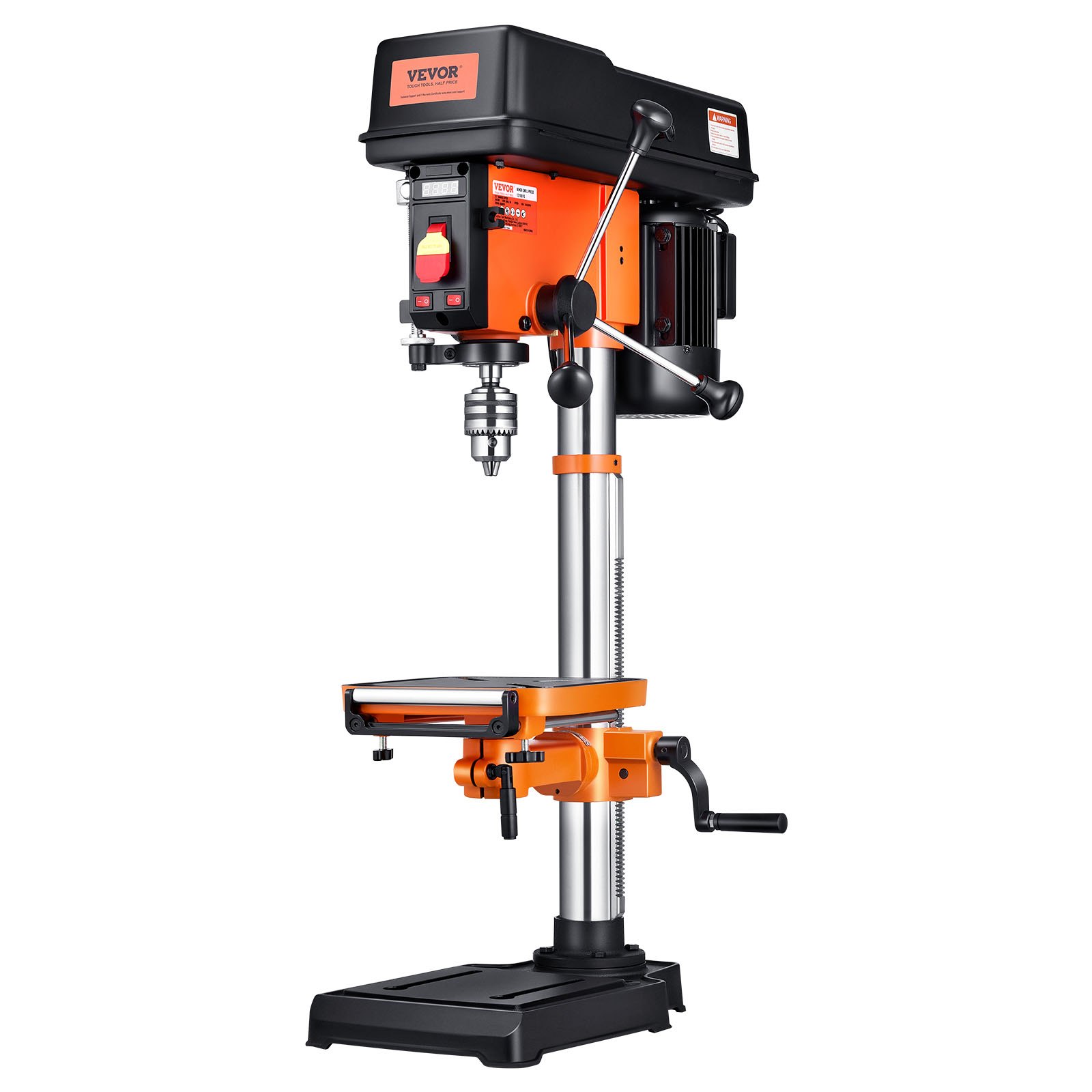 VEVOR 304.8 mm bench drill, 750 W, 440-2580 rpm variable speed bench drill, with 0-45° tilting worktable, LED work light, X-ray positioning, bench drill for wood and metal